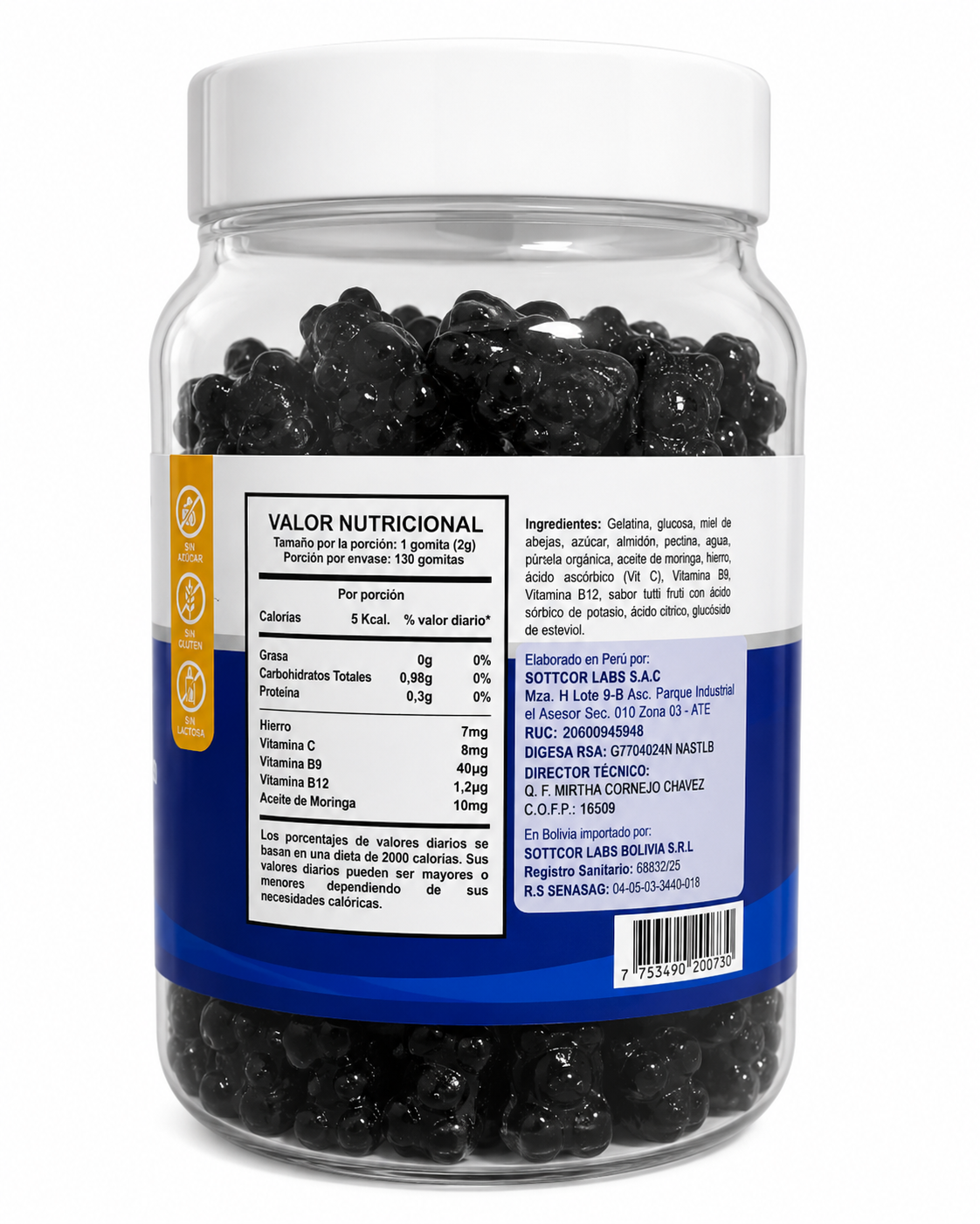 Gomitas de Hierro | Con vitamina C, B9 y B12 - vista lateral derecha