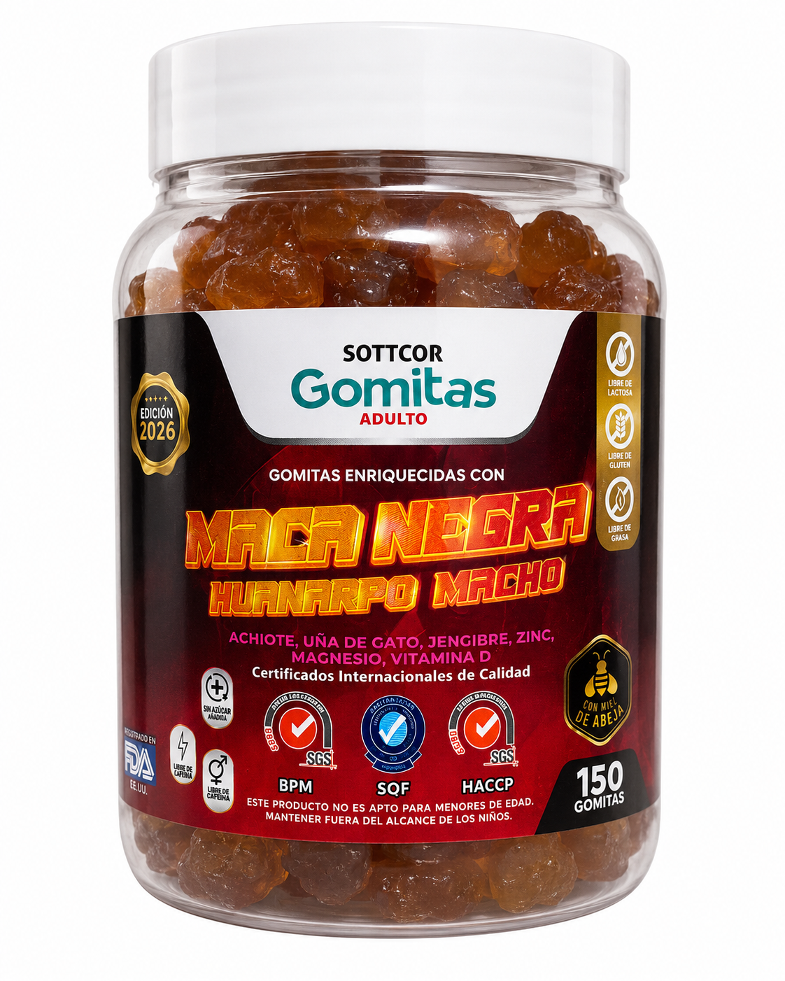 Gomitas de Maca Negra | Con huanarpo macho y vitamina D - vista frontal