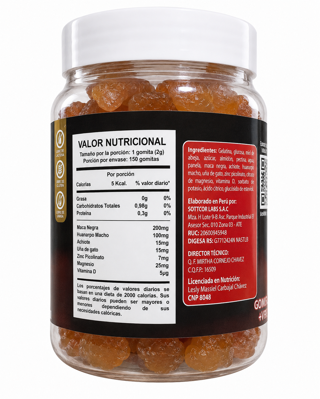 Gomitas de Maca Negra | Con huanarpo macho y vitamina D - vista lateral derecha