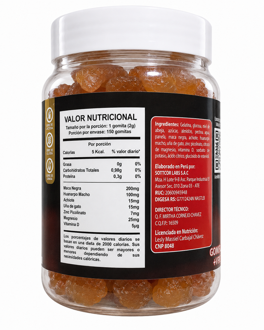 Gomitas de Maca Negra | Con huanarpo macho y vitamina D - vista lateral derecha