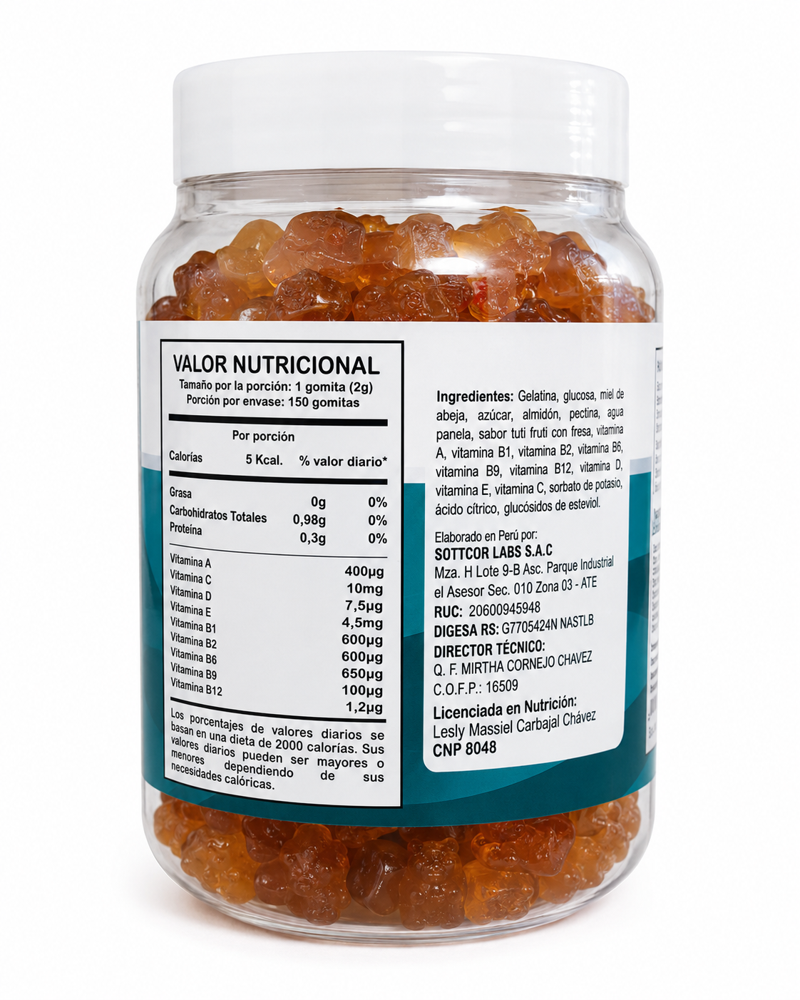 Gomitas Multivitaminas | Vitaminas A, B, C, D y E - vista lateral derecha