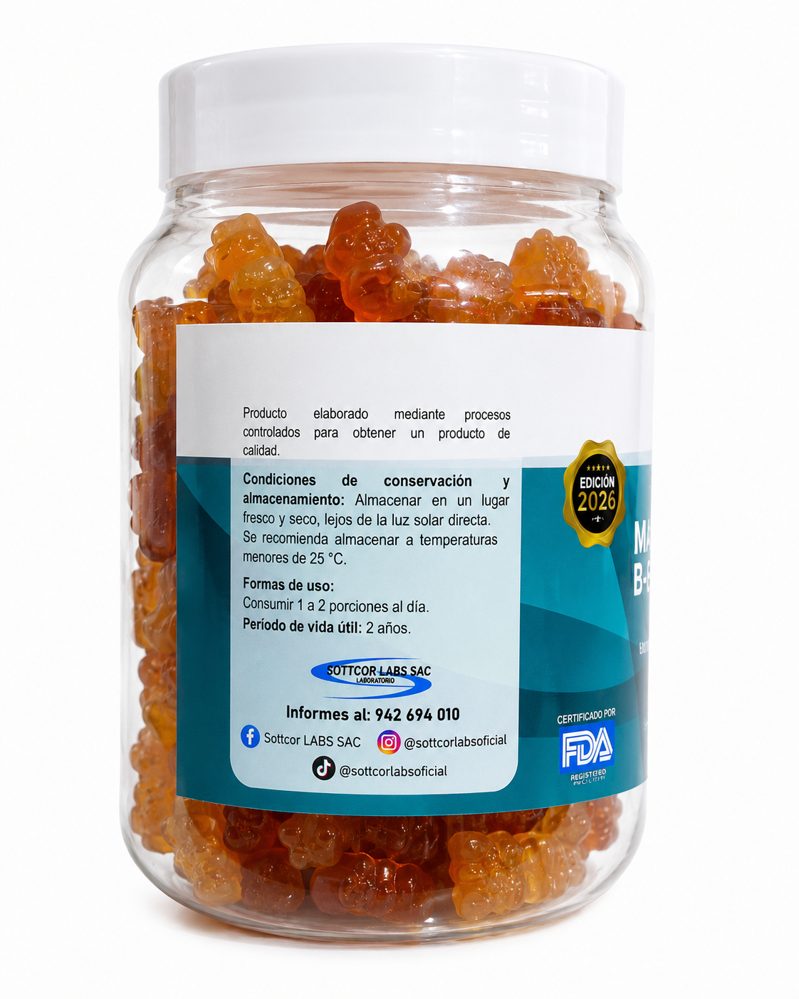 Gomitas Multivitaminas | Vitaminas A, B, C, D y E - vista lateral izquierda